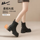 Pull back thick-soled Martin boots for women, autumn new style, taller, slimmer, super hot temperament, black short boots, black 37