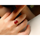 Lan Lian's original design jewelry ring, Japanese natural red organic gemstone, fashionable, simple, versatile and unique
