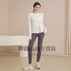 Youyou Yoga Wear Women's Autumn and Winter Sports Cover-up Long Sleeve Slim Loose Breathable Running Pilates Training Top Fitness Wear White Top + Black Pants XL Weight 130-145Jin Jin is equal to 0.5 kg