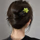 Shijanu 13cm ebony U-shaped hairpin ethnic style women's new U-shaped - green flower wood