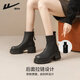 Pull back thick-soled Martin boots for women, autumn new style, taller, slimmer, super hot temperament, black short boots, black 37