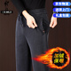 International Miller high-end thickened chenille autumn and winter men's casual pants, loose sports pants, middle-aged winter velvet trousers, spot Suda, black, no velvet, thick section 2XL