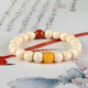 Her generation natural mammoth ivory old-style bead bracelet ice material Buddhist beads rosary bracelet with certificate birthday gift 9*10MM (766568)