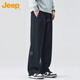 JEEP Casual Pants Men's Autumn and Winter Straight Pants Men's Loose Wide Leg Pants Stretch Sports Men's Pants Black XL