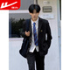 Pull back college style suit men's suit dk uniform autumn Japanese retro jk student class uniform loose and handsome suit black suit + white long-sleeved shirt S