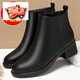 Yierkang Prince Brand True Soft Leather Boots para mujeres 2025 botas de cuero de mamá de mediana edad de otoño e invierno con el tacón grueso y las botas de martin calientes de vellón botas para mujeres 2025 Último modelo - Black 9887 [Fleece] 35