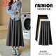 Langsha Coffee Color Woolen Skirt Women's Autumn and Winter 2025 New High Waisted Slimming Mid-Length A-Line Pleated Umbrella Skirt