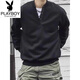 Playboy (PLAYBOY) Japanese retro autumn and winter men's Henry collar long-sleeved bottoming shirt casual loose pullover sweatshirt thickened large size men's trendy gray model high quality regular M