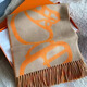Hermes (HERMES) scarf, horse head cashmere scarf, new buckle and neck cashmere scarf, New Year gift, orange H259078S-07 30*140cm