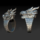 KZD Old Phoenix 999 sterling silver pure silver retro domineering and fierce men's dragon ring personalized creative silver magic dragon ring magic dragon head ring same style single pack same style