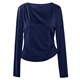 ROEYSHOUSE Luo Yi Slim Knitted Shirt Women's 2025 Autumn New Fashion Slant Collar Top 12581 Royal Blue M