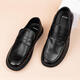 XO leather toe layer cowhide business casual leather shoes for men with soft soles, lazy slip-ons, Doudou Lefu men's shoes, black 41
