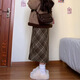 Langsha Woolen Plaid Skirt Women's Autumn and Winter 2025 New High Waisted Slim A-Line Hip Skirt Mid-Length Retro Skirt