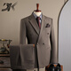DK high-end men's suit suit men's double-breasted jacket casual business formal wear groomsman wedding suit two-piece brown (suit + trousers) 3XL 56 (145-158Jin Jin equals 0.5 kg)