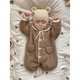 Remtin autumn and winter baby jumpsuit, cute and super cute outing clothes, newborn baby winter plus velvet warm clothes and pajamas, main picture 73cm
