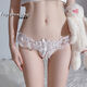 Sexy Hollow French Jacquard Perspective Lace Massage Pearl Panties Women's Sexy Hot Low Waist Thong Black One Size 80-125Jin Jin is equal to 0.5kg