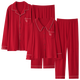 Cat Couple Pajamas Women's Pure Cotton Zodiac Year Red Festive Autumn and Winter Wedding Suits Men's Home Clothes Daily Good Dreams Pure Cotton Comfortable Happy Red 3XL Men's Recommended 180-200 Jin Jin equals 0.5 kg