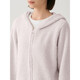 MUJI Women's Heated Woolen Yarn Home Hooded Cardigan Women's Pajama Top Winter Thickened Smoked Pink S-M