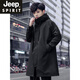 JEEP SPIRIT2025春秋男士风衣中长款外套薄款秋冬夹棉加厚黑色大码宽松大衣 黑色春秋款 常规 M 宽松偏大100~130斤