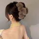Mengdong Large Plush Hair Clip for Women 2025 New Atmosphere Hair Volume Shark Clip Advanced Feeling Hair Clip for the Back of the Head Coffee Color Plush Clip * 1 Length 15cm