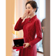Paste Xi's mother-in-law Chinese style retro plus velvet thickened festive banquet dress wedding festive dress red 3XL