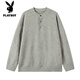 Playboy (PLAYBOY) Henry collar sweater men's winter new old money style casual bottoming shirt men's pullover warm sweater men's clothing black M