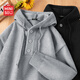 MINISO Henley collar hooded sweater for men and women, autumn and winter couple Korean casual pullover sweater, light gray XL