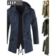 JEEP SPIRIT Jeep Fashion Workwear Windbreaker Fashion Men's Mid-Length Hooded Jacket Back Slit Chest Label Stand Collar Men's Outer Dark Blue XL (Approximately suitable for 171-175 height 140Jin Jin equal to 0.5kg inner wear)