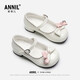 Annil Girls Princess Shoes 2025 Autumn New Mary Jane Lolita High Heel Leather Shoes Beige 34 Inner Length 21.8cm/Recommended Foot Length 20.8cm