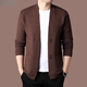 Ordos pure wool sweater men's knitted cardigan spring and autumn new casual outer wear solid color versatile men's sweater camel HYX-8918 M 165/M (weight 90-120)