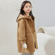 Tutu Little Elephant Girls' Jacket Autumn and Winter Mid-Length Hooded Children's Woolen Coat Khaki 120 Height About 120cm