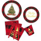 Red Christmas Party Paper Plate Tableware Set Printed Plaid Children's Christmas Disposable Paper Cups Tissue Paper Plates 10-Person 8-piece Set Red