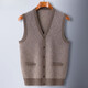 KING DEER Ordos Cashmere Sweater Men's Vest Middle-aged and Elderly Father's V-neck Diagonal Cardigan Real Pocket Vest Black Gray L 175 130-150Jin Jin is equal to 0.5 kg