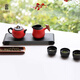 Lu Bao high-end complete set of Kung Fu tea set for home office ceramic teapot teacup set gift box Jinxihuan tea set single lid - red
