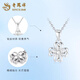 Lao Fengxiang PT950 platinum four-leaf clover pendant, female platinum light luxury necklace, female birthday gift for girlfriend and wife, platinum four-leaf clover pendant, about 1.4g, free silver chain, brand gift box
