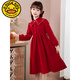 G.duck girls princess dress autumn and winter new velvet dress children's red dress host piano performance clothes spring and autumn CLS-H05 burgundy follow + headband 120 recommended height 110-120cm (5-6 years old)