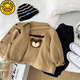 G.DUCKKIDS2025 new spring and autumn children's wear cotton bear jacket, handsome casual top for children, trendy boys' jacket, khaki size 120, recommended height around 110cm