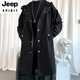 JEEP SPIRIT windbreaker men's spring and autumn mid-length over-the-knee loose hooded velvet coat large size trendy brand winter thickened coat 994-khaki plus cotton M 100-120Jin Jin equals 0.5 kg