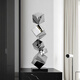 Ji Shanyuan modern simple geometric stainless steel sculpture art light luxury hotel lobby entrance niche desktop ornaments flat trumpet + sculpture table