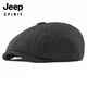 JEEP middle-aged and elderly beret men's British retro woolen peaked cap autumn and winter new octagonal hat casual painter hat black M adjustable 55-60c