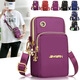 New mobile phone bag women's crossbody mini bag three-layer zipper nylon bag vertical hand coin purse arm bag M2104 purple balloon