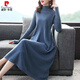 Pierre Cardin Extra Large Thickened Mid-Length Sweater Dress Women's Autumn and Winter New Fashionable Slim Fashion Knitted Dress Purple Red XL 115-130Jin Jin equals 0.5 kg