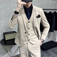 Jason's Groom's Suit Suit Men's Large Size Business Professional Formal Wedding Dress Suit Three-piece Men's Korean Style Slim Khaki (Suit + Vest + Pants) XL