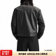 ZARA simple and versatile black men's long-sleeved leather jacket is comfortable and loose black M (180/96A)
