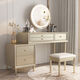 Fantasy American light luxury bedroom dressing table modern simple small apartment desk dressing table integrated champagne color dressing table + stool 90*45*80