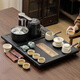 Dameng Zaozhuo's new imitation stone Wujin stone automatic water-filling small tea set simple household beige Ru kiln Kung Fu tea set Yuanshan imitation Wujin stone integrated tea tray 60*45 + double-layer anti-scalding automatic water boiling appliance