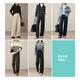 Yiyang (ESE-Y) 2025 winter velvet thickened narrow wide-leg straight pants black-regular 29