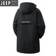 JEEP SPIRIT秋冬加绒中长款风衣外套男2025冬季连帽棉衣加厚保暖大码夹克工装 黑色 加绒 2XL