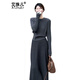 Aizhuer French high-end gray knitted dress for women autumn and winter 2025 new petite temperament long skirt suit light gray top + dark gray skirt one size fits all (recommended 80-140 Jin Jin equals 0.5 kg)