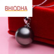 Bhiodha black pearl pendant white gold exquisite solid leaf style gift for mother or girlfriend 90-100mm